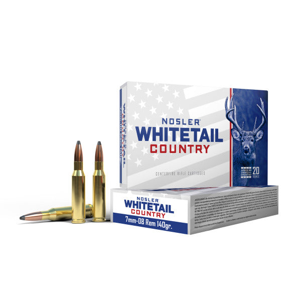 Nosler Whitetail Country 7mm-08 Remington Ammunition 140 Grain Solid Base Spitzer Box of 20