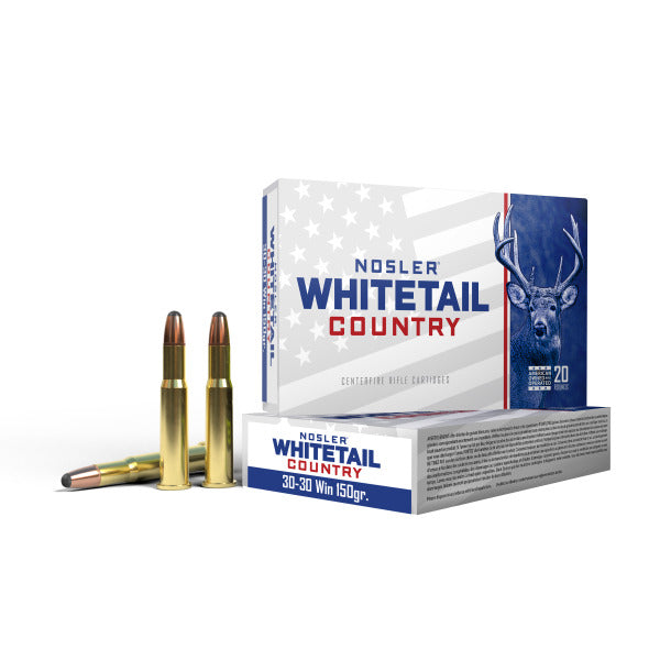Nosler Whitetail Country 30-30 Winchester Ammunition 150 Grain Solid Base Spitzer Box of 20