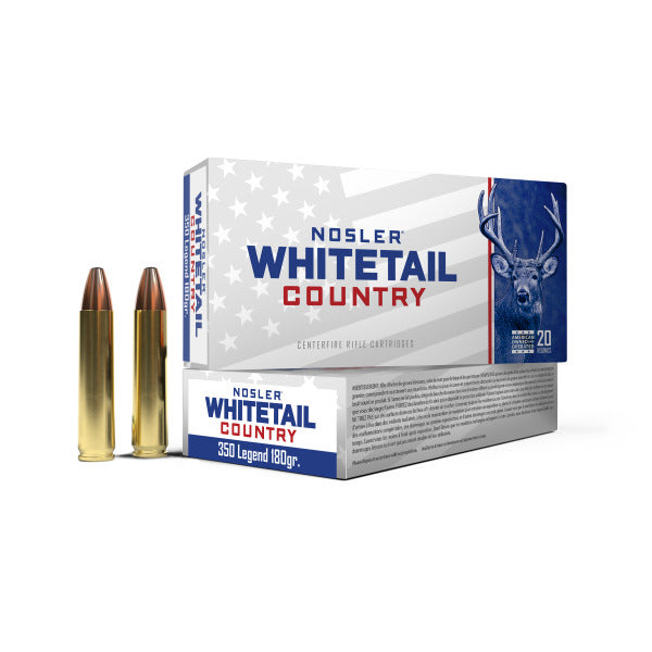 Nosler Whitetail Country 350 Legend Ammunition 180 Grain Straight-Wall Soft Point Box of 20