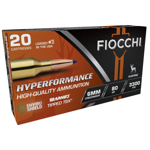Fiocchi Hyperformance 6mm Creedmoor Ammunition 80 Grain Barnes TTSX Polymer Tip Box of 20
