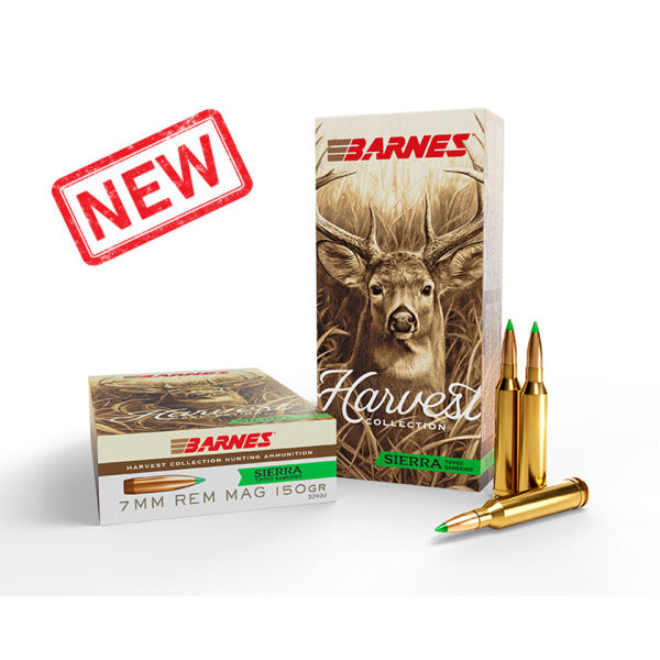 Barnes Harvest 7mm Remington Magnum Ammunition 150 Grain Sierra Tipped GameKing Polymer Tip Box of 20