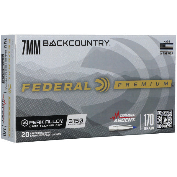 Federal Premium Terminal Ascent 7mm Backcountry Ammunition 170 Grain Polymer Tip Box of 20