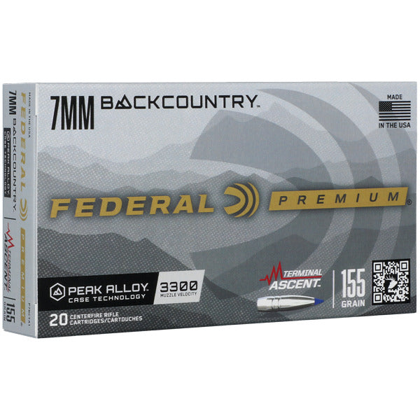 Federal Premium Terminal Ascent 7mm Backcountry Ammunition 155 Grain Polymer Tip Box of 20