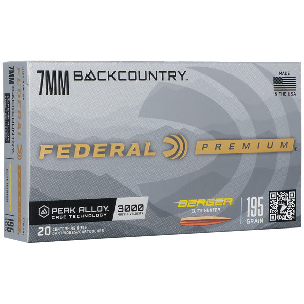 Federal Premium 7mm Backcountry Ammunition 195 Grain Berger Elite Hunter Jacketed Hollow Point Box of 20