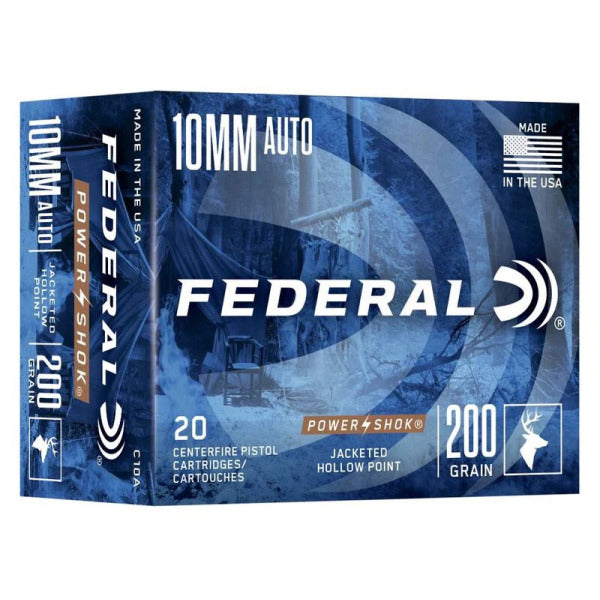 Federal Premium Power-Shok 10mm Auto Ammunition 200 Grain Jacketed Hollow Point Box of 20