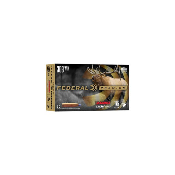 Federal Premium 308 Winchester Ammunition 175 Grain Barnes LRX Polymer Tip Box of 20