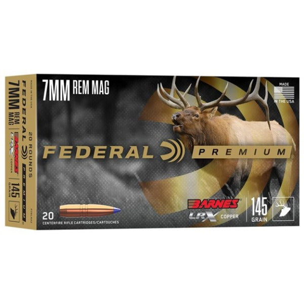 Federal Premium 7mm Remington Magnum Ammunition 145 Grain Barnes LRX Polymer Tip Box of 10