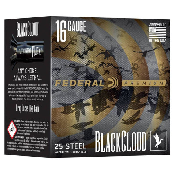 Federal Premium Black Cloud 16 Gauge Ammunition 2-3/4" #4 7/8 oz 1450 fps Steel Box of 25