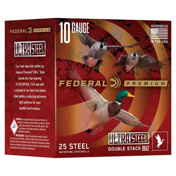 Federal Premium Ultra Steel 10 Gauge Ammunition 3-1/2" #BB, 2 1400 fps Steel Box of 25