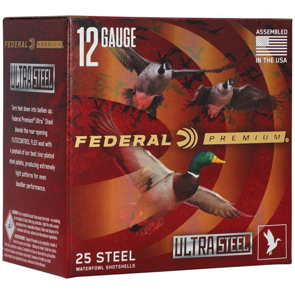 Federal Premium Ultra Steel 12 Gauge Ammunition 3-1/2" #BB,2 1500 fps Steel Steel Shot Box of 25