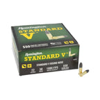 Remington Standard V 22 Long Rifle Ammunition 38 Grain Round Nose Box of 550