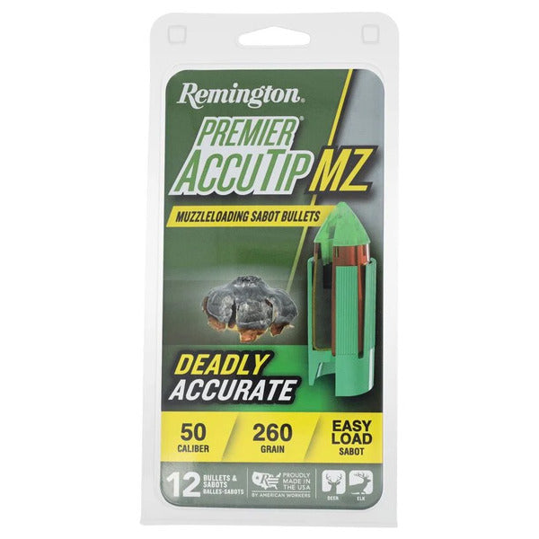 Remington AccuTip 50 Caliber .501 Diameter Muzzle Loader Bullets 260 grain Polymer Tip Box of 12