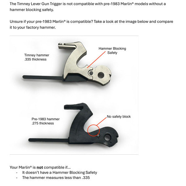 Timney Lever Action Straight Trigger Marlin 336 Nickel