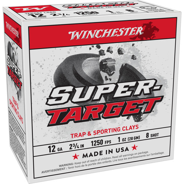 Winchester Super Target 12 Gauge Ammunition 2-3/4" #8 1 oz 1250 fps Case of 250