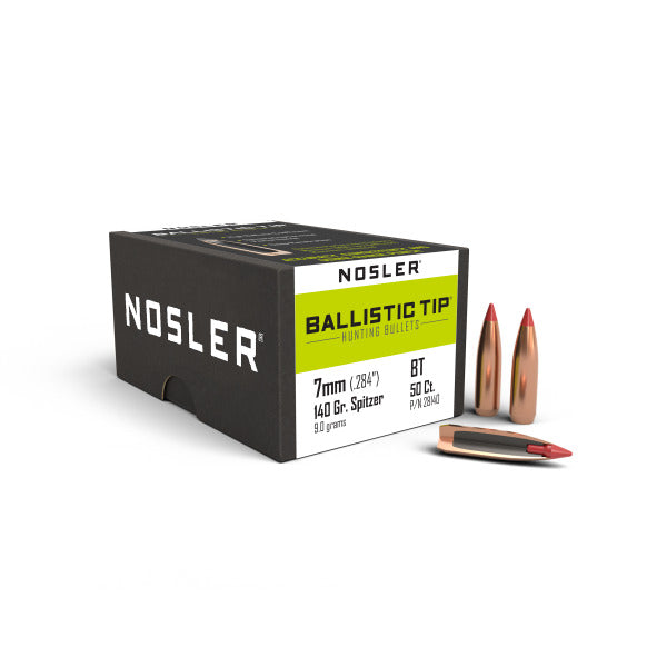Nosler Ballistic Tip 28 Caliber, 7mm (.284 Diameter) Bullets 140 grain Polymer Tip Box of 50