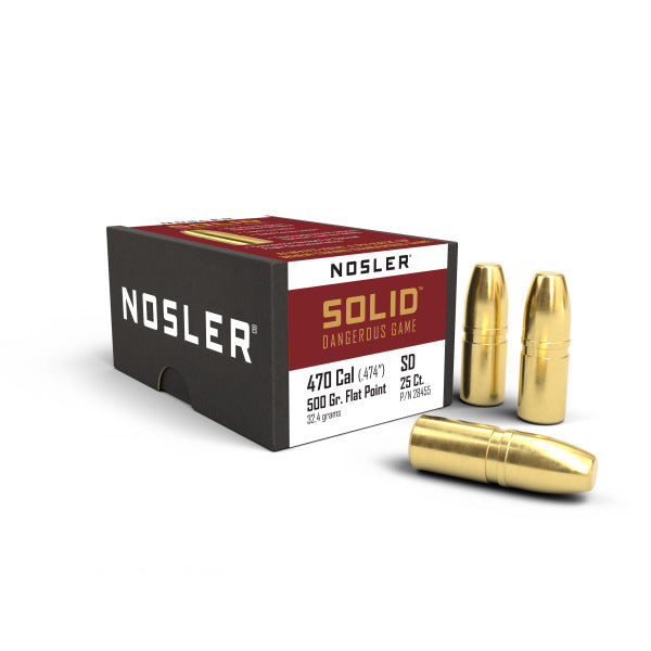 Nosler Dangerous Game .475 Diameter Bullets 500 grain Solid Box of 25