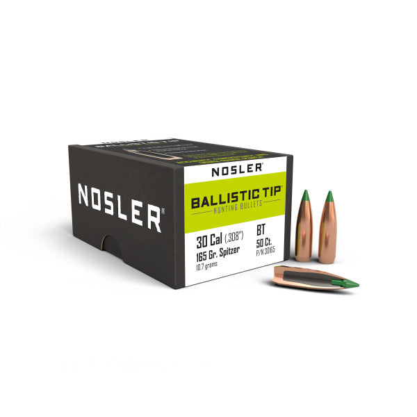 Nosler Ballistic Tip 30 Caliber (.308 Diameter) Bullets 165 grain Polymer Tip Box of 50