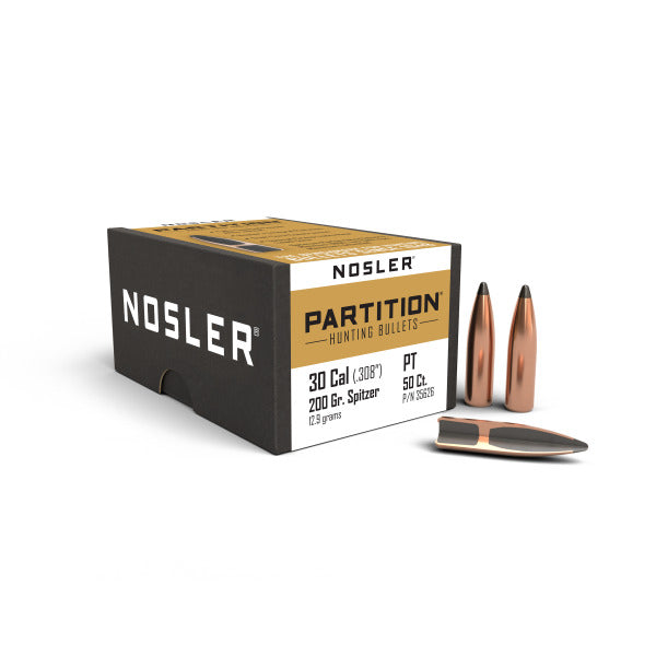 Nosler Partition 30 Caliber (.308 Diameter) Bullets 200 grain Spitzer Box of 50