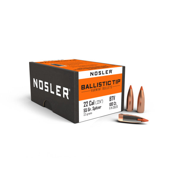 Nosler Ballistic Tip 22 Caliber (.224 Diameter) Bullets 55 grain Polymer Tip Box of 100