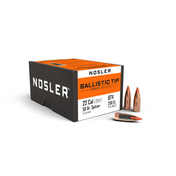 Nosler Ballistic Tip 22 Caliber (.224 Diameter) Bullets 50 grain Polymer Tip Box of 250