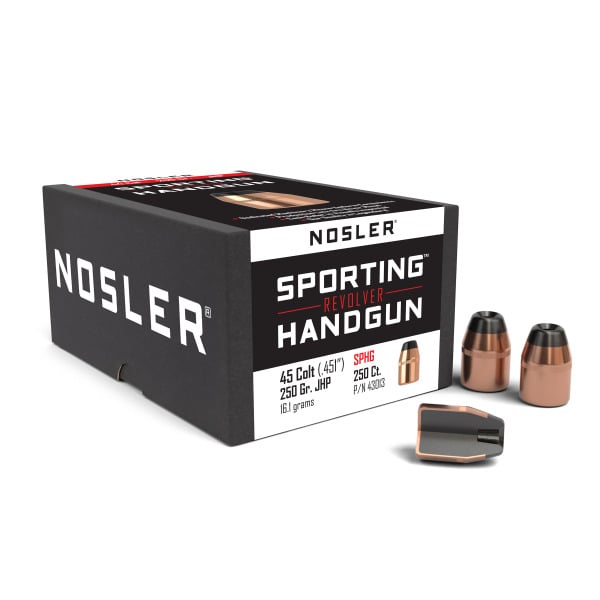 Nosler Sporting Handgun 45 Caliber (.451 Diameter) Bullets 250 grain Jacketed Hollow Point Box of 100