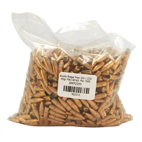 Bristle Ridge 22 Caliber (.223 Diameter) Bullets 55 grain Full Metal Jacket Bag of 1000