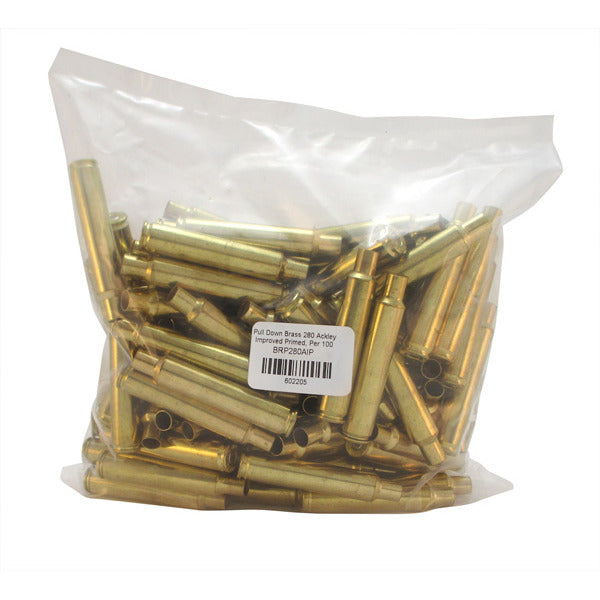 Pull-Down 280 Remington Ackley Improved Primed (Silver) Brass Bag of 100