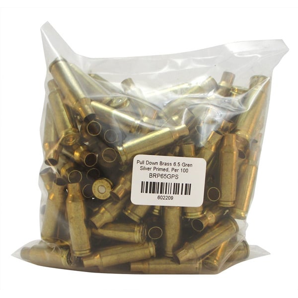 Pull-Down 6.5 Grendel Primed (Silver) Brass Bag of 100