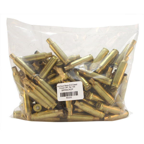 Pull-Down 6.5 Creedmoor Primed (Silver) Brass Large Primer Bag of 100