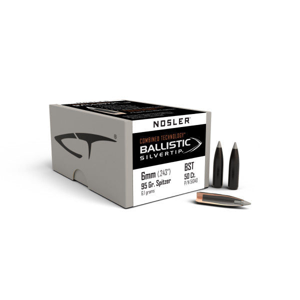 Combined Technology Ballistic Silvertip 243 Caliber, 6mm (.243 Diameter) Bullets 95 grain Polymer Tip Box of 50