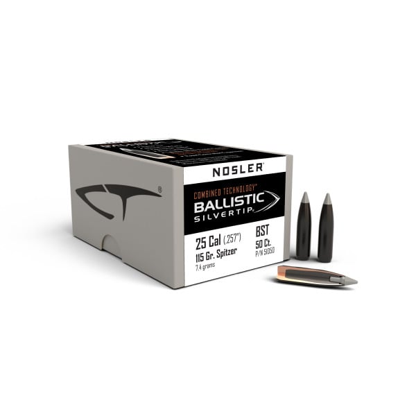 Combined Technology Ballistic Silvertip 25 Caliber (.257 Diameter) Bullets 115 grain Polymer Tip Box of 50