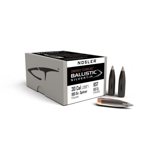 Combined Technology Ballistic Silvertip 30 Caliber (.308 Diameter) Bullets 180 grain Polymer Tip Box of 50