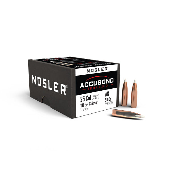 Nosler AccuBond 25 Caliber (.257 Diameter) Bullets 110 grain Bonded Polymer Tip Box of 50