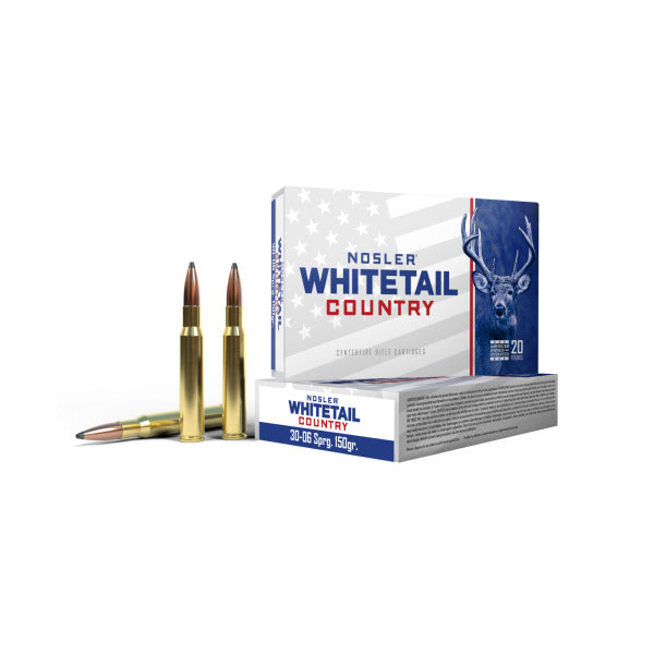Nosler Whitetail Country 30-06 Springfield Ammunition 150 Grain Solid Base Spitzer Box of 20