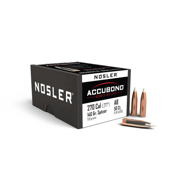 Nosler AccuBond 277 Caliber, 6.8mm (.277 Diameter) Bullets 140 grain Bonded Polymer Tip Box of 50