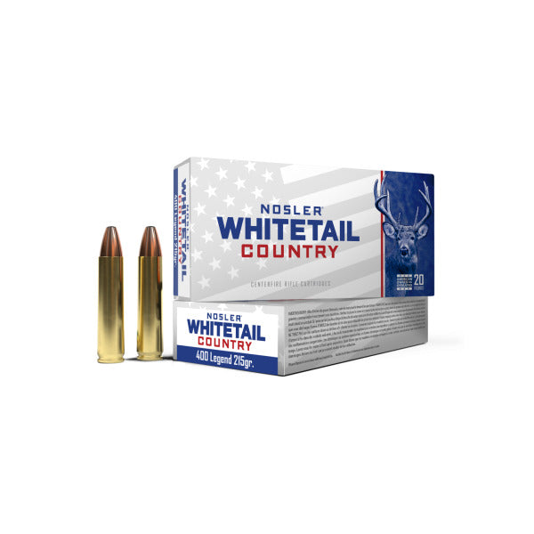 Nosler Whitetail Country 400 Legend Ammunition 215 Grain Straight-Wall Soft Point Box of 20
