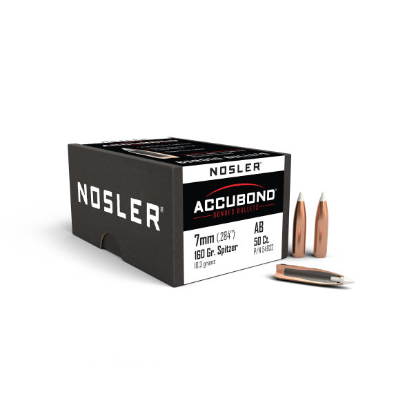 Nosler AccuBond 28 Caliber, 7mm (.284 Diameter) Bullets 160 grain Bonded Polymer Tip Box of 50
