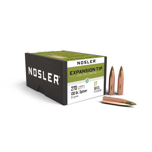 Nosler E-Tip 277 Caliber, 6.8mm (.277 Diameter) Bullets 130 grain Polymer Tip Box of 50