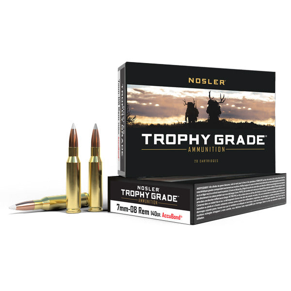 Nosler Trophy Grade 7mm-08 Remington Ammunition 140 Grain AccuBond Polymer Tip Box of 20