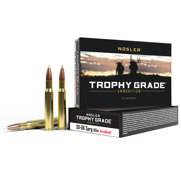 Nosler Trophy Grade 30-06 Springfield Ammunition 165 Grain AccuBond Polymer Tip Box of 20