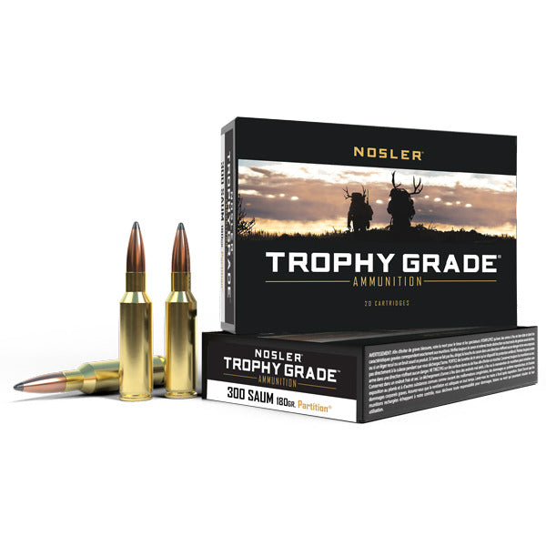 Nosler Trophy Grade 300 Remington SAUM (Short Action Ultra Magnum) Ammunition 180 Grain Partition Polymer Tip Box of 20
