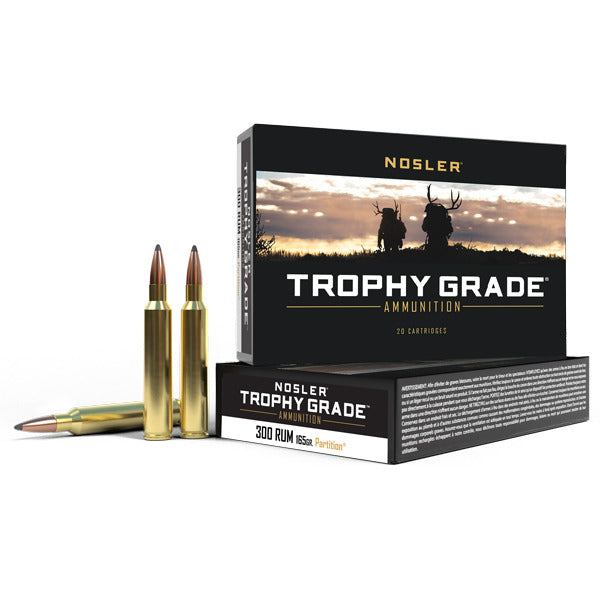 Nosler Trophy Grade 300 RUM (Remington Ultra Magnum) Ammunition 165 Grain Partition Polymer Tip Box of 20