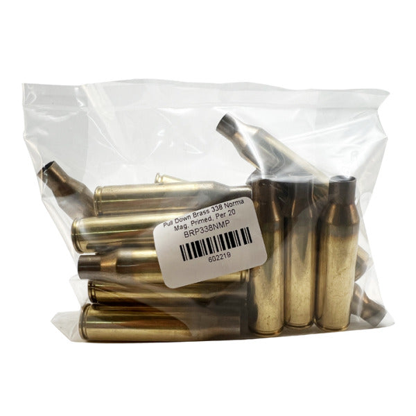 Pull-Down 338 Norma Magnum Primed (Silver) Brass Bag of 20