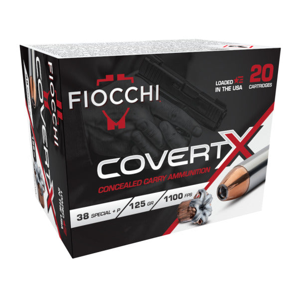 Fiocchi Covert X 38 Special +P Ammunition 125 Grain Jacketed Hollow Point Box of 20