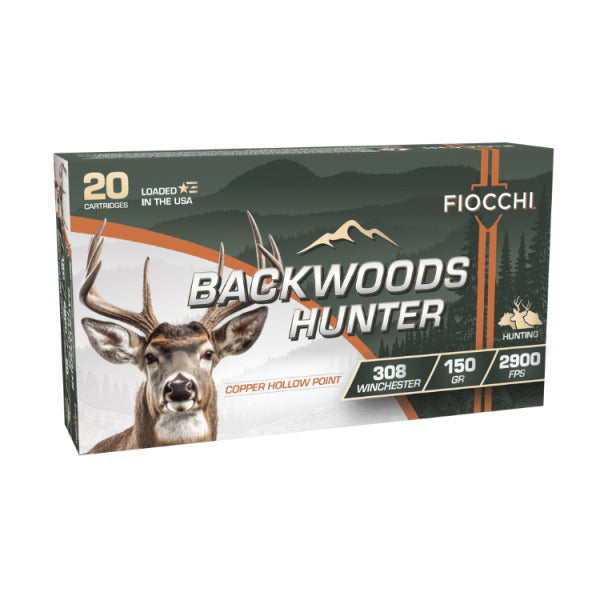 Fiocchi Backwoods Hunter 308 Winchester Ammunition 150 Grain Copper Hollow Point Box of 20