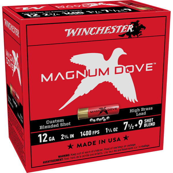 Winchester Magnum Dove 12 Gauge Ammunition 2-3/4" #7.5, 9 1-1/4 oz 1400 fps Box of 25