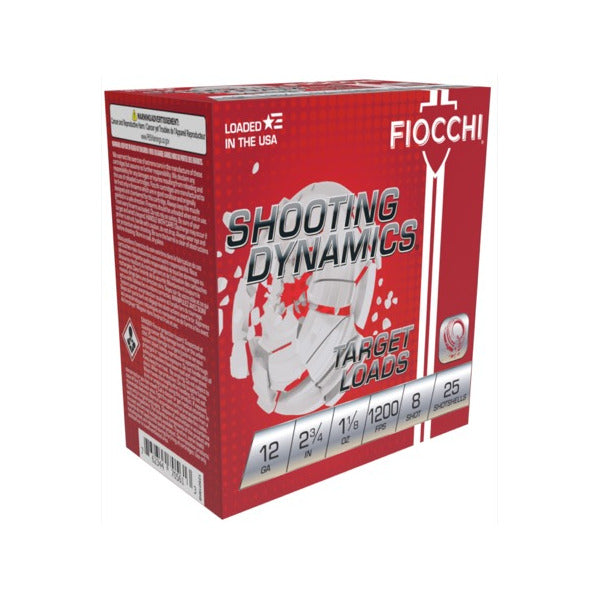 Fiocchi Shooting Dynamics 12 Gauge Ammunition 2-3/4" #8 1-1/8 oz 1200 fps Box of 100