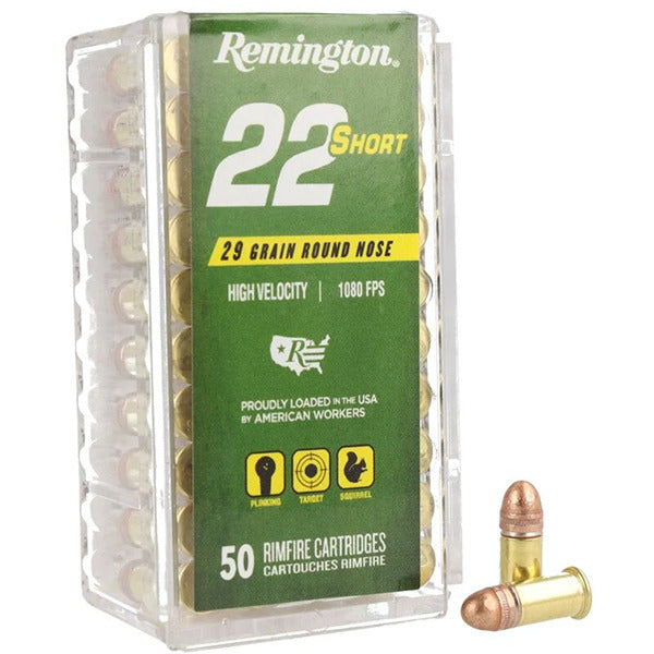 Remington 22 Short Ammunition 29 Grain Copper Round Nose Box of 50