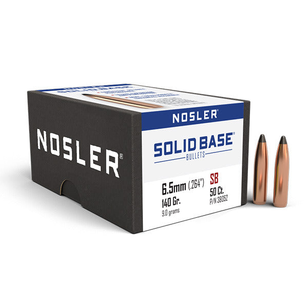 Nosler Solid Base 264 Caliber, 6.5mm (.264 Diameter) Bullets 104 grain Jacketed Soft Point Box of 50