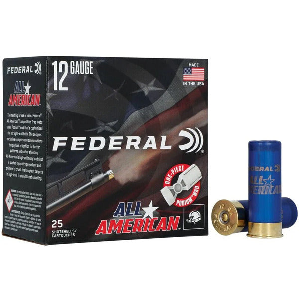 Federal Premium All American 12 Gauge Ammunition 2-3/4" ##8 1-1/8oz 1250 fps fps Case of 250
